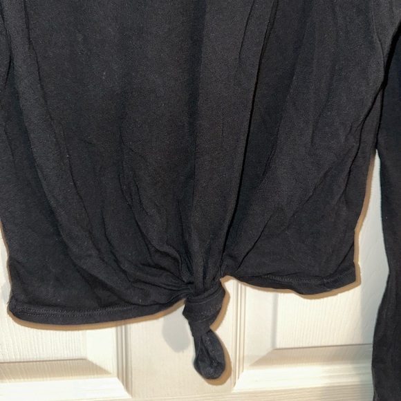 Reformation Jeans women’s black long sleeve front knot top M casual cotton - Picture 3 of 6